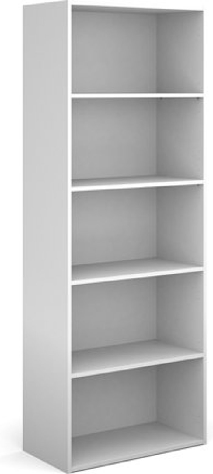 Office Monster | Contract 25 Contract bookcase 2030mm high with 4 shelves - white Contract 25 Contract bookcase 2030mm high with 4 shelves - white