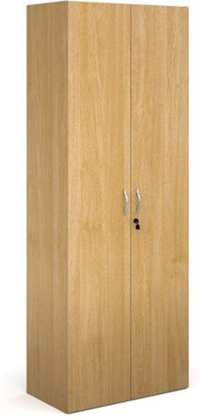 Office Monster | Contract 25 Contract double door cupboard 2030mm high with 4 shelves - oak Contract 25 Contract double door cupboard 2030mm high with 4 shelves - oak