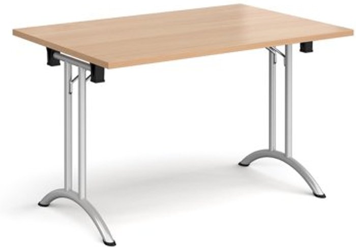 Office Monster | Dams Rectangular folding leg table with silver legs and curved foot rails 1200mm x 800mm - beech Dams Rectangular folding leg table with silver legs and curved foot rails 1200mm x 800mm - beech