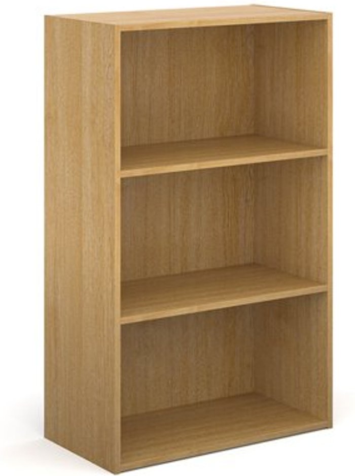 Office Monster | Contract 25 Contract bookcase 1230mm high with 2 shelves - oak Contract 25 Contract bookcase 1230mm high with 2 shelves - oak