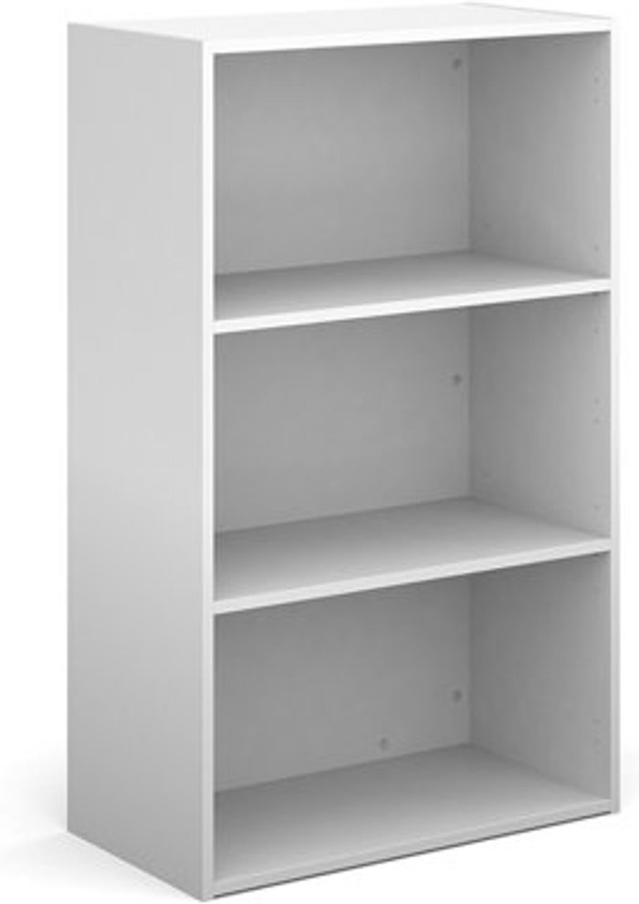 Office Monster | Contract 25 Contract bookcase 1230mm high with 2 shelves - white Contract 25 Contract bookcase 1230mm high with 2 shelves - white