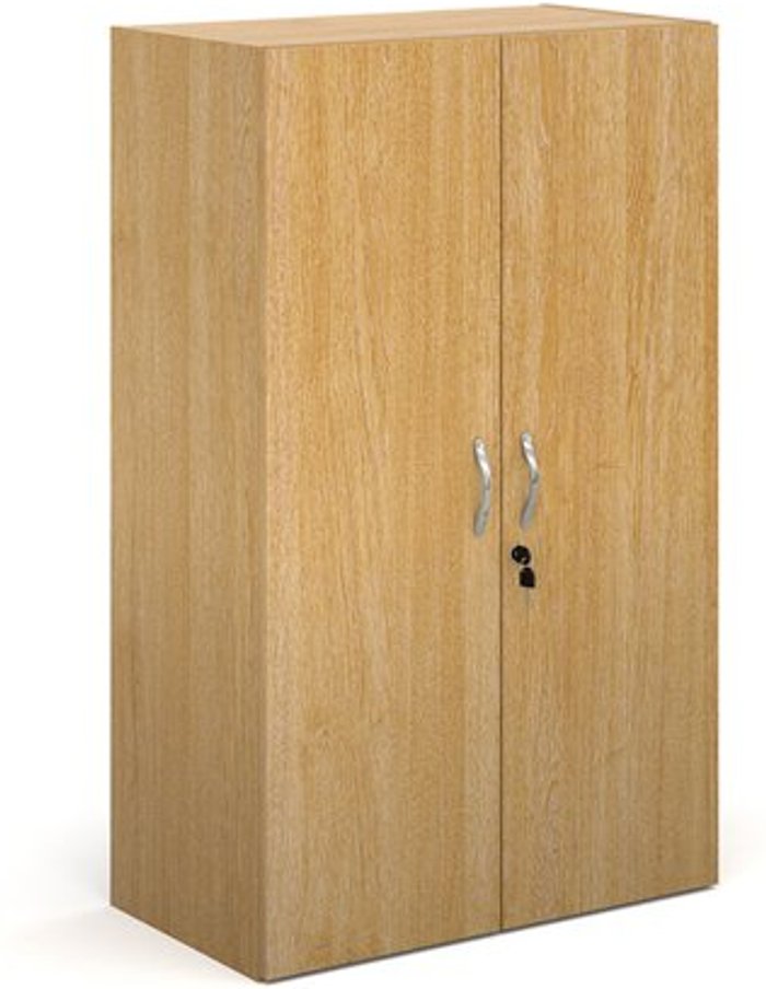 Office Monster | Contract 25 Contract double door cupboard 1230mm high with 2 shelves - oak Contract 25 Contract double door cupboard 1230mm high with 2 shelves - oak
