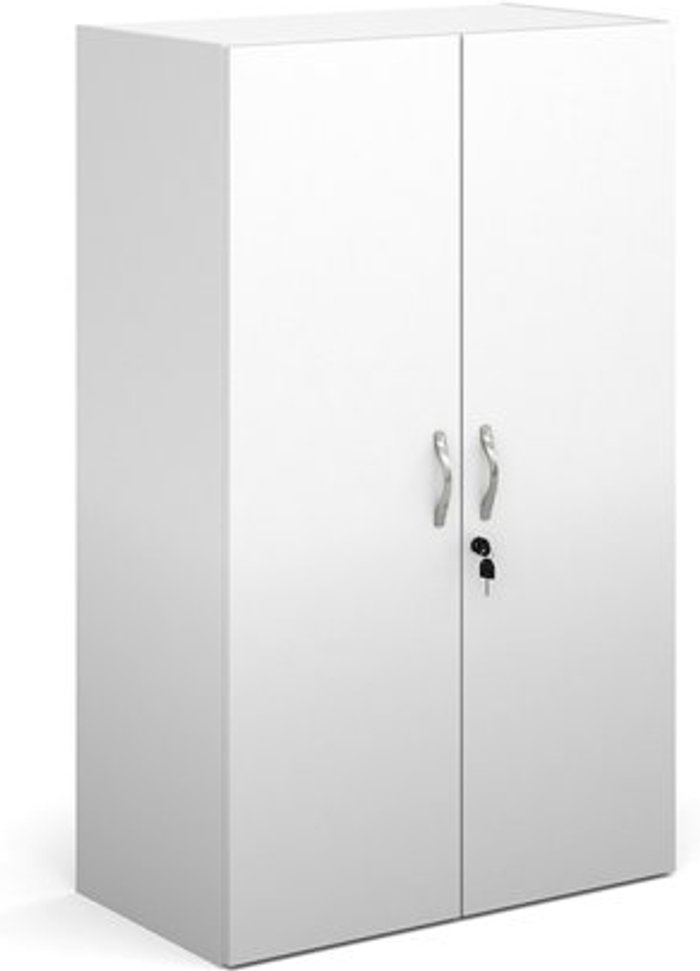 Office Monster | Contract 25 Contract double door cupboard 1230mm high with 2 shelves - white Contract 25 Contract double door cupboard 1230mm high with 2 shelves - white