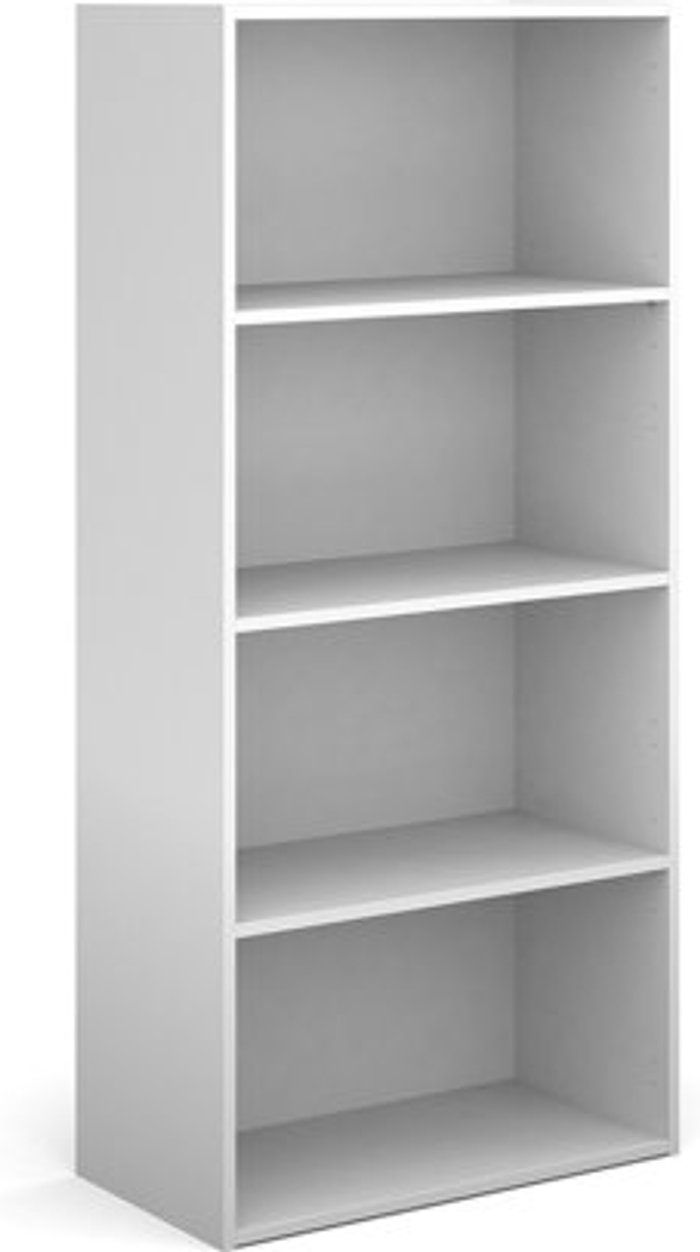 Office Monster | Contract 25 Contract bookcase 1630mm high with 3 shelves - white Contract 25 Contract bookcase 1630mm high with 3 shelves - white
