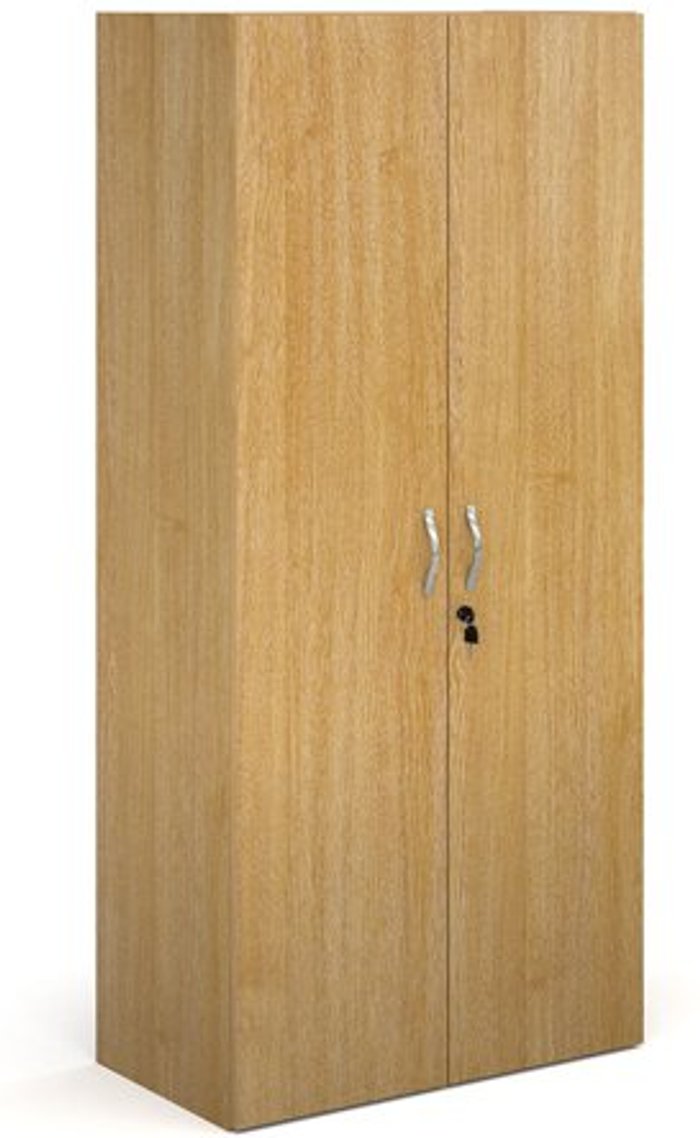 Office Monster | Contract 25 Contract double door cupboard 1630mm high with 3 shelves - oak Contract 25 Contract double door cupboard 1630mm high with 3 shelves - oak