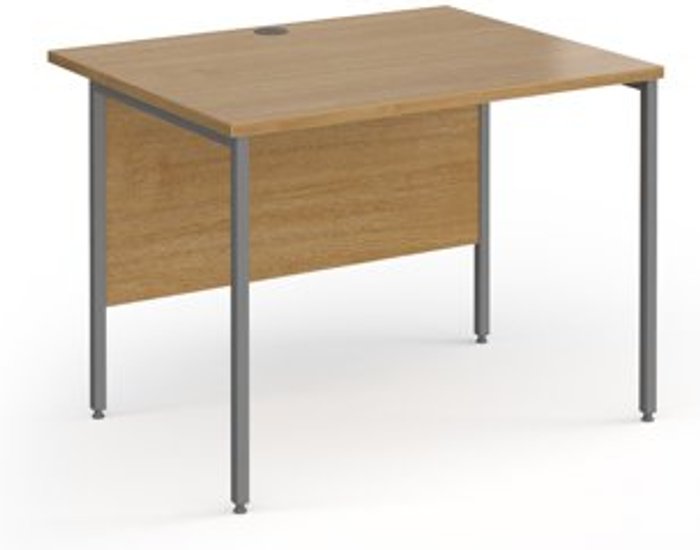 Office Monster | Contract 25 Office Desk | 1000mm Rectangular Desk With H-Frame Leg | Oak Tops With Graphite Frames | Contract 25 Contract 25 Office Desk | 1000mm Rectangular Desk With H-Frame Leg | Oak Tops With Graphite Frames | Contract 25