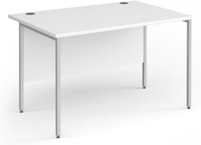 Office Monster | Contract 25 Office Desk | 1200mm Rectangular Desk With H-Frame Leg | White Tops With Silver Frames | 800mm Depth | Contract 25 Contract 25 Office Desk | 1200mm Rectangular Desk With H-Frame Leg | White Tops With Silver Frames | 800mm Depth | Contract 25