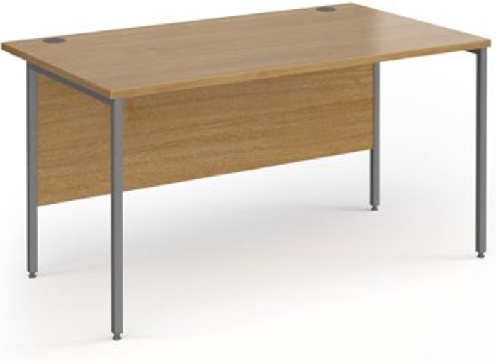 Office Monster | Contract 25 Office Desk | 1400mm Rectangular Desk With H-Frame Leg | Oak Tops With Graphite Frames | Contract 25 Contract 25 Office Desk | 1400mm Rectangular Desk With H-Frame Leg | Oak Tops With Graphite Frames | Contract 25