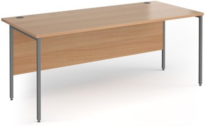 Office Monster | Contract 25 Office Desk | 1800mm Rectangular Desk With H-Frame Leg | Beech Tops With Graphite Frames | Contract 25 Contract 25 Office Desk | 1800mm Rectangular Desk With H-Frame Leg | Beech Tops With Graphite Frames | Contract 25