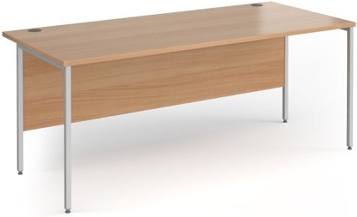 Office Monster | Contract 25 Office Desk | 1800mm Rectangular Desk With H-Frame Leg | Beech Tops With Silver Frames | 800mm Depth | Contract 25 Contract 25 Office Desk | 1800mm Rectangular Desk With H-Frame Leg | Beech Tops With Silver Frames | 800mm Depth | Contract 25