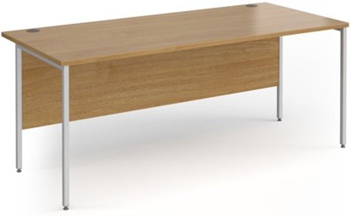 Office Monster | Contract 25 Office Desk | 1800mm Rectangular Desk With H-Frame Leg | Oak Tops With Silver Frames | 800mm Depth | Contract 25 Contract 25 Office Desk | 1800mm Rectangular Desk With H-Frame Leg | Oak Tops With Silver Frames | 800mm Depth | Contract 25