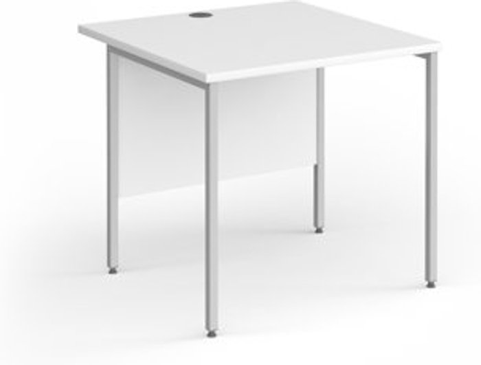 Office Monster | Contract 25 Office Desk | 800mm Rectangular Desk With H-Frame Leg | White Tops With Silver Frames | 800mm Depth | Contract 25 Contract 25 Office Desk | 800mm Rectangular Desk With H-Frame Leg | White Tops With Silver Frames | 800mm Depth | Contract 25