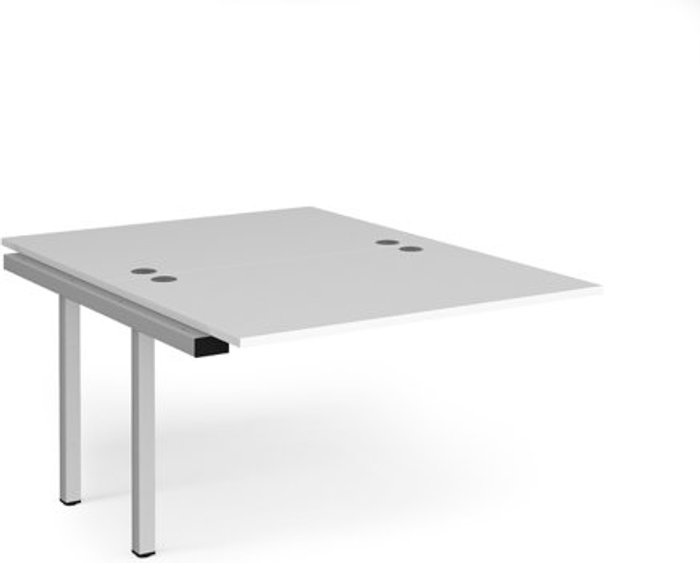 Office Monster | Connex Bench Desk | Add On 2 Person Rectangular Desks 1200mm | White Tops With Silver Frames | 1600mm Depth | Connex Connex Bench Desk | Add On 2 Person Rectangular Desks 1200mm | White Tops With Silver Frames | 1600mm Depth | Connex