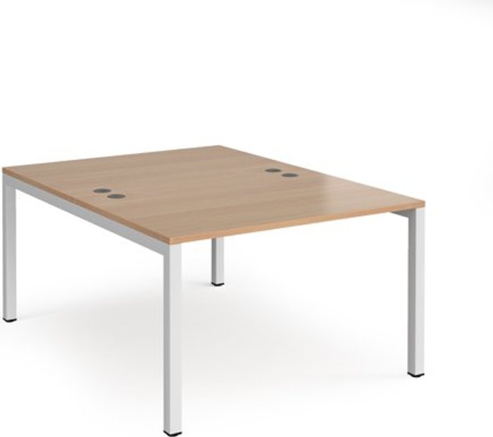 Office Monster | Connex Bench Desk | 2 Person Starter Rectangular Desks 1200mm | Beech Tops With White Frames | 1600mm Depth | Connex Connex Bench Desk | 2 Person Starter Rectangular Desks 1200mm | Beech Tops With White Frames | 1600mm Depth | Connex