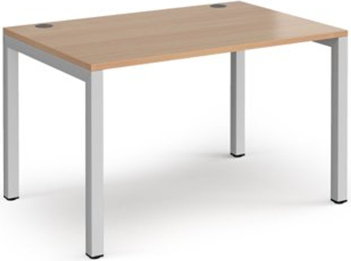 Office Monster | Connex Bench Desk | Single Person Rectangular Desk 1200mm | Beech Tops With Silver Frames | 800mm Depth | Connex Connex Bench Desk | Single Person Rectangular Desk 1200mm | Beech Tops With Silver Frames | 800mm Depth | Connex