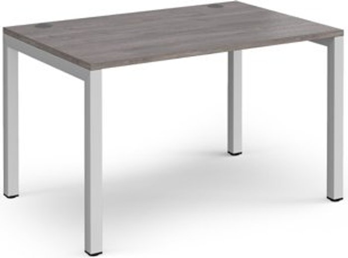 Office Monster | Connex Connex single desk 1200mm x 800mm - silver frame, grey oak top Connex Connex single desk 1200mm x 800mm - silver frame, grey oak top