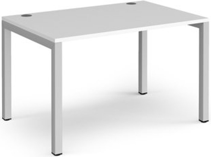 Office Monster | Connex Bench Desk | Single Person Rectangular Desk 1200mm | White Tops With Silver Frames | 800mm Depth | Connex Connex Bench Desk | Single Person Rectangular Desk 1200mm | White Tops With Silver Frames | 800mm Depth | Connex