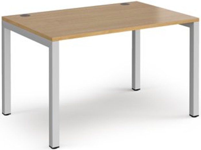 Office Monster | Connex Bench Desk | Single Person Starter Rectangular Desk 1200mm | Oak Tops With Silver Frames | 1600mm Depth | Connex Connex Bench Desk | Single Person Starter Rectangular Desk 1200mm | Oak Tops With Silver Frames | 1600mm Depth | Connex