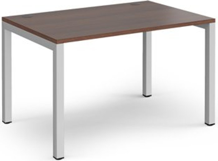 Office Monster | Connex Bench Desk | Single Person Starter Rectangular Desk 1200mm | Walnut Tops With Silver Frames | 1600mm Depth | Connex Connex Bench Desk | Single Person Starter Rectangular Desk 1200mm | Walnut Tops With Silver Frames | 1600mm Depth | Connex