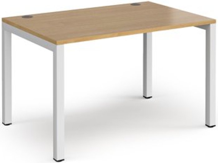 Office Monster | Connex Bench Desk | Single Person Rectangular Desk 1200mm | Oak Tops With White Frames | 800mm Depth | Connex Connex Bench Desk | Single Person Rectangular Desk 1200mm | Oak Tops With White Frames | 800mm Depth | Connex