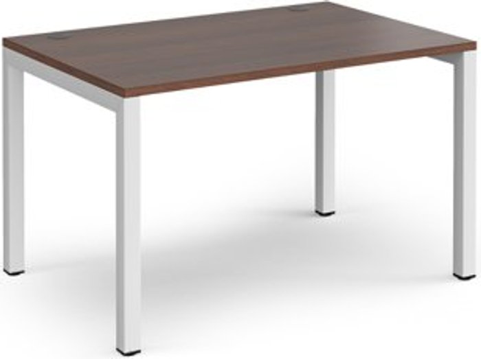 Office Monster | Connex Bench Desk | Single Person Rectangular Desk 1200mm | Walnut Tops With White Frames | 800mm Depth | Connex Connex Bench Desk | Single Person Rectangular Desk 1200mm | Walnut Tops With White Frames | 800mm Depth | Connex