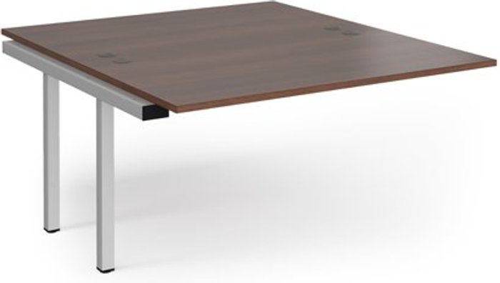 Office Monster | Connex Bench Desk | Add On 2 Person Rectangular Desks 1400mm | Walnut Tops With Silver Frames | 1600mm Depth | Connex Connex Bench Desk | Add On 2 Person Rectangular Desks 1400mm | Walnut Tops With Silver Frames | 1600mm Depth | Connex