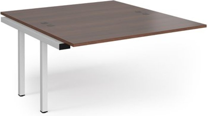 Office Monster | Connex Bench Desk | Add On 2 Person Rectangular Desks 1400mm | Walnut Tops With White Frames | 1600mm Depth | Connex Connex Bench Desk | Add On 2 Person Rectangular Desks 1400mm | Walnut Tops With White Frames | 1600mm Depth | Connex