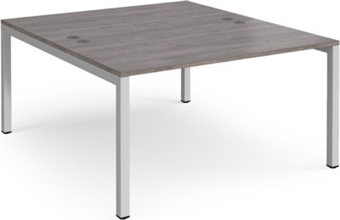 Office Monster | Connex Connex starter units back to back 1400mm x 1600mm - silver frame, grey oak top Connex Connex starter units back to back 1400mm x 1600mm - silver frame, grey oak top