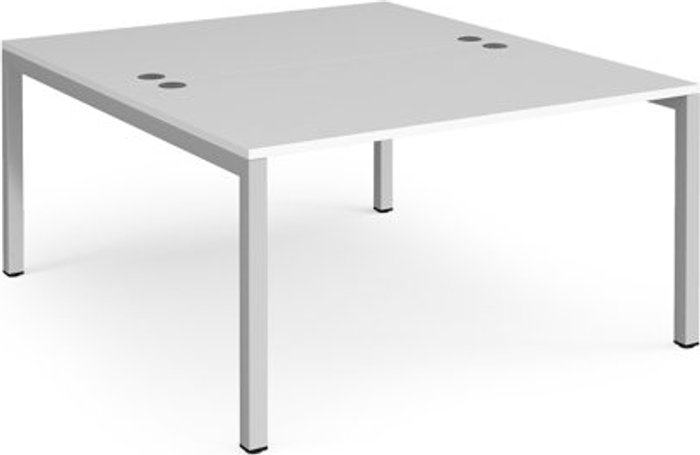 Office Monster | Connex Bench Desk | 2 Person Starter Rectangular Desks 1400mm | White Tops With Silver Frames | 1600mm Depth | Connex Connex Bench Desk | 2 Person Starter Rectangular Desks 1400mm | White Tops With Silver Frames | 1600mm Depth | Connex