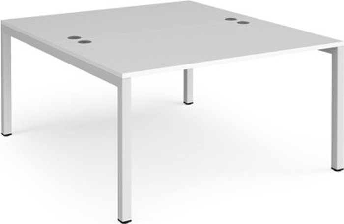 Office Monster | Connex Bench Desk | 2 Person Starter Rectangular Desks 1400mm | White Tops With White Frames | 1600mm Depth | Connex Connex Bench Desk | 2 Person Starter Rectangular Desks 1400mm | White Tops With White Frames | 1600mm Depth | Connex