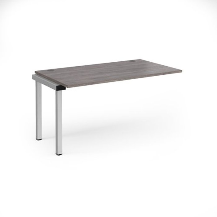 Office Monster | Connex Connex add on unit single 1400mm x 800mm - silver frame, grey oak top Connex Connex add on unit single 1400mm x 800mm - silver frame, grey oak top