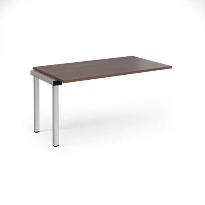 Office Monster | Connex Bench Desk | Add On Rectangular Desk 1400mm | Walnut Tops With Silver Frames | 800mm Depth | Connex Connex Bench Desk | Add On Rectangular Desk 1400mm | Walnut Tops With Silver Frames | 800mm Depth | Connex