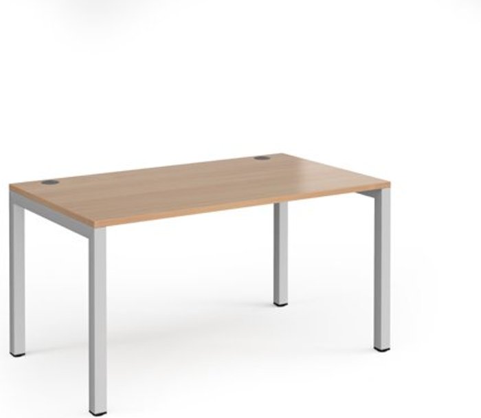 Office Monster | Connex Bench Desk | Single Person Rectangular Desk 1400mm | Beech Tops With Silver Frames | 800mm Depth | Connex Connex Bench Desk | Single Person Rectangular Desk 1400mm | Beech Tops With Silver Frames | 800mm Depth | Connex