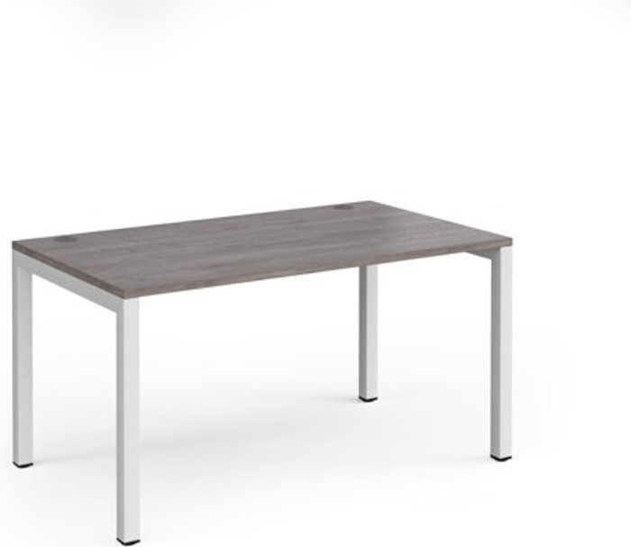 Office Monster | Connex Connex starter unit single 1400mm x 800mm - white frame, grey oak top Connex Connex starter unit single 1400mm x 800mm - white frame, grey oak top