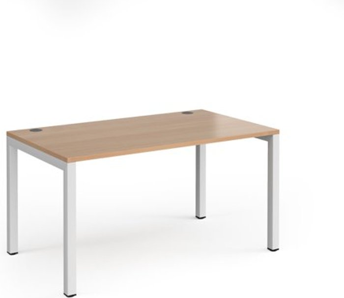 Office Monster | Connex Bench Desk | Single Person Rectangular Desk 1400mm | Beech Tops With White Frames | 800mm Depth | Connex Connex Bench Desk | Single Person Rectangular Desk 1400mm | Beech Tops With White Frames | 800mm Depth | Connex