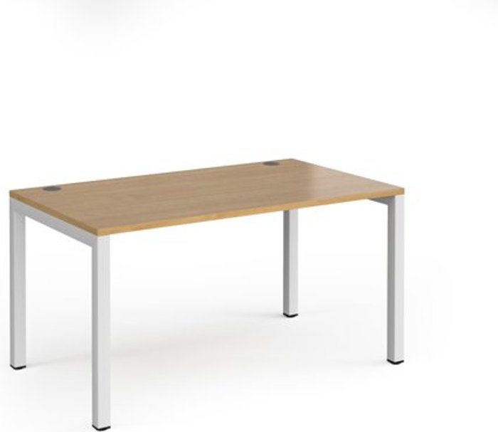 Office Monster | Connex Bench Desk | Single Person Rectangular Desk 1400mm | Oak Tops With White Frames | 800mm Depth | Connex Connex Bench Desk | Single Person Rectangular Desk 1400mm | Oak Tops With White Frames | 800mm Depth | Connex