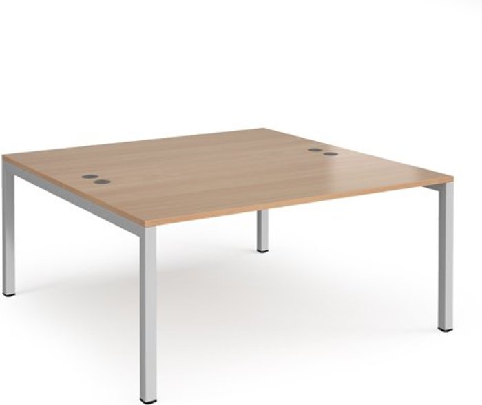 Office Monster | Connex Bench Desk | 2 Person Rectangular Desks 1600mm | Beech Tops With Silver Frames | 1600mm Depth | Connex Connex Bench Desk | 2 Person Rectangular Desks 1600mm | Beech Tops With Silver Frames | 1600mm Depth | Connex