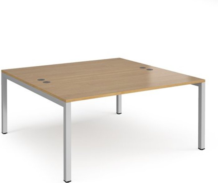 Office Monster | Connex Bench Desk | 2 Person Starter Rectangular Desks 1600mm | Oak Tops With Silver Frames | 1600mm Depth | Connex Connex Bench Desk | 2 Person Starter Rectangular Desks 1600mm | Oak Tops With Silver Frames | 1600mm Depth | Connex