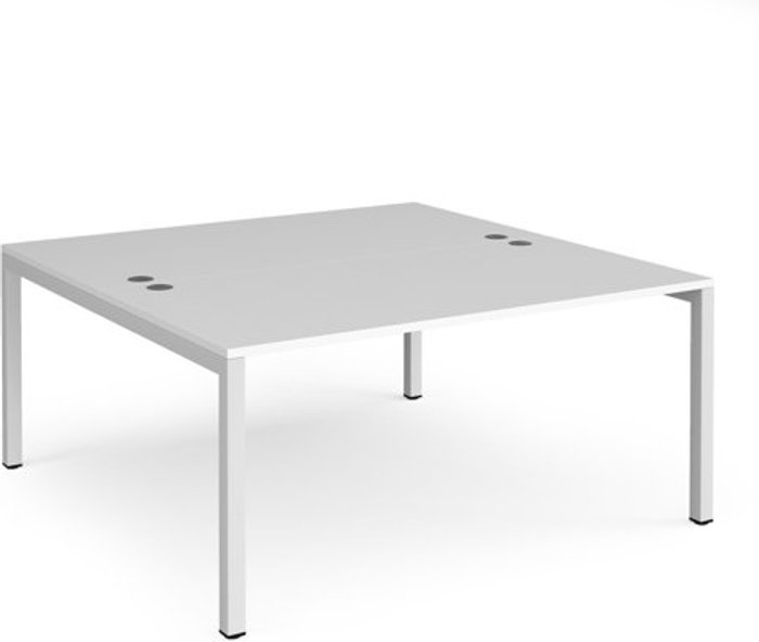 Office Monster | Connex Bench Desk | 2 Person Rectangular Desks 1600mm | White Tops With White Frames | 1600mm Depth | Connex Connex Bench Desk | 2 Person Rectangular Desks 1600mm | White Tops With White Frames | 1600mm Depth | Connex