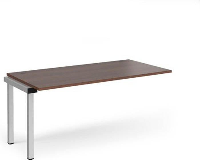 Office Monster | Connex Bench Desk | Add On Rectangular Desk 1600mm | Walnut Tops With Silver Frames | 800mm Depth | Connex Connex Bench Desk | Add On Rectangular Desk 1600mm | Walnut Tops With Silver Frames | 800mm Depth | Connex