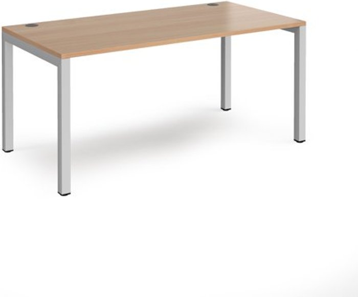 Office Monster | Connex Bench Desk | Single Person Rectangular Desk 1600mm | Beech Tops With Silver Frames | 800mm Depth | Connex Connex Bench Desk | Single Person Rectangular Desk 1600mm | Beech Tops With Silver Frames | 800mm Depth | Connex