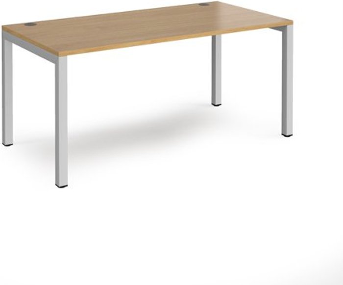 Office Monster | Connex Bench Desk | Single Person Rectangular Desk 1600mm | Oak Tops With Silver Frames | 800mm Depth | Connex Connex Bench Desk | Single Person Rectangular Desk 1600mm | Oak Tops With Silver Frames | 800mm Depth | Connex