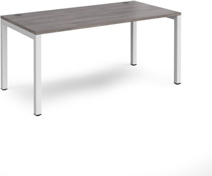 Office Monster | Connex Connex starter unit single 1600mm x 800mm - white frame, grey oak top Connex Connex starter unit single 1600mm x 800mm - white frame, grey oak top