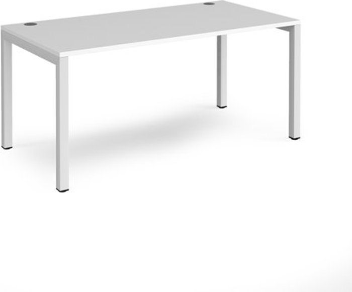Office Monster | Connex Bench Desk | Single Person Starter Rectangular Desk 1600mm | White Tops With White Frames | 800mm Depth | Connex Connex Bench Desk | Single Person Starter Rectangular Desk 1600mm | White Tops With White Frames | 800mm Depth | Connex