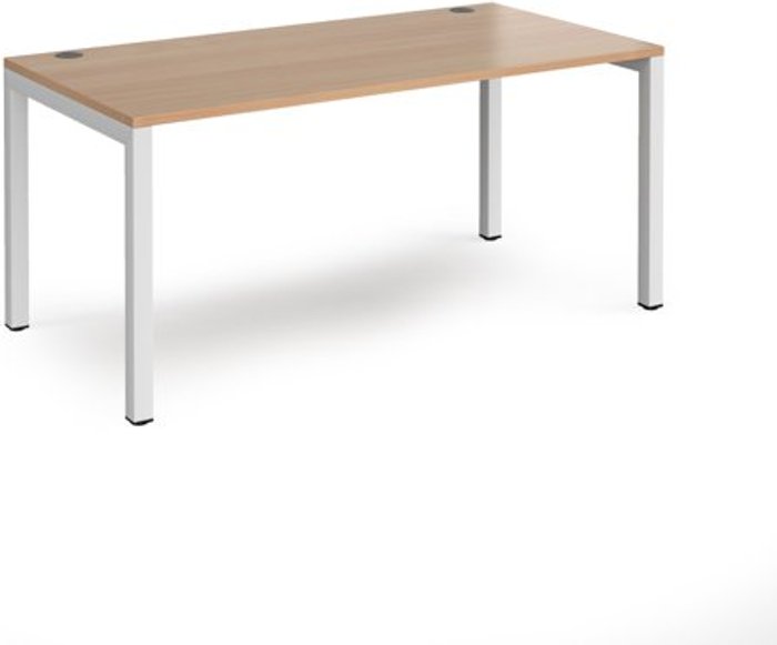 Office Monster | Connex Bench Desk | Single Person Rectangular Desk 1600mm | Beech Tops With White Frames | 800mm Depth | Connex Connex Bench Desk | Single Person Rectangular Desk 1600mm | Beech Tops With White Frames | 800mm Depth | Connex
