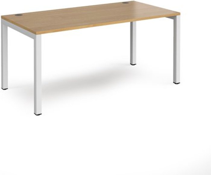 Office Monster | Connex Bench Desk | Single Person Rectangular Desk 1600mm | Oak Tops With White Frames | 800mm Depth | Connex Connex Bench Desk | Single Person Rectangular Desk 1600mm | Oak Tops With White Frames | 800mm Depth | Connex