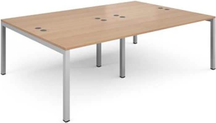 Office Monster | Connex Bench Desk | 4 Person Rectangular Desks 2400mm | Beech Tops With Silver Frames | 1600mm Depth | Connex Connex Bench Desk | 4 Person Rectangular Desks 2400mm | Beech Tops With Silver Frames | 1600mm Depth | Connex