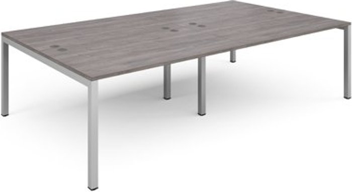 Office Monster | Connex Connex double back to back desks 2800mm x 1600mm - silver frame, grey oak top Connex Connex double back to back desks 2800mm x 1600mm - silver frame, grey oak top
