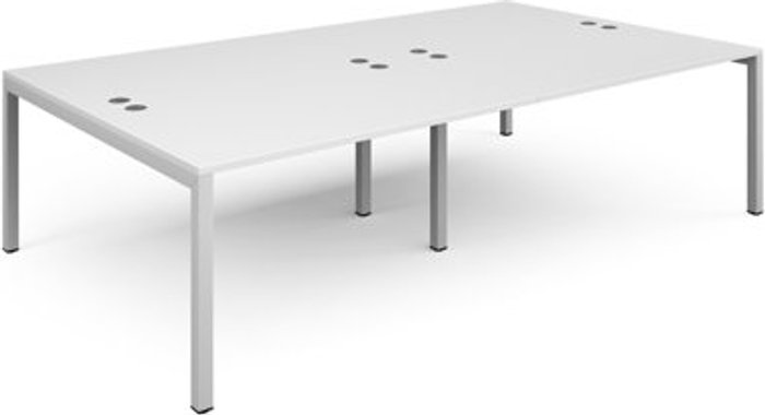 Office Monster | Connex Bench Desk | 4 Person Rectangular Desks 2800mm | White Tops With White Frames | 1600mm Depth | Connex Connex Bench Desk | 4 Person Rectangular Desks 2800mm | White Tops With White Frames | 1600mm Depth | Connex