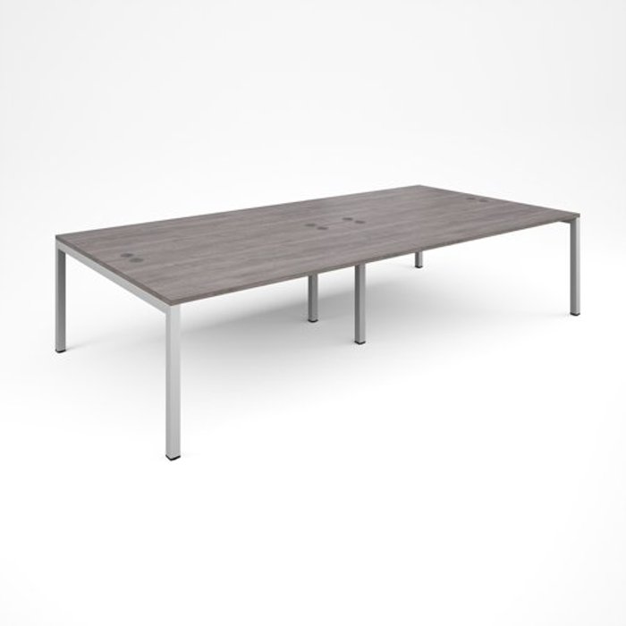 Office Monster | Connex Connex double back to back desks 3200mm x 1600mm - white frame, grey oak top Connex Connex double back to back desks 3200mm x 1600mm - white frame, grey oak top